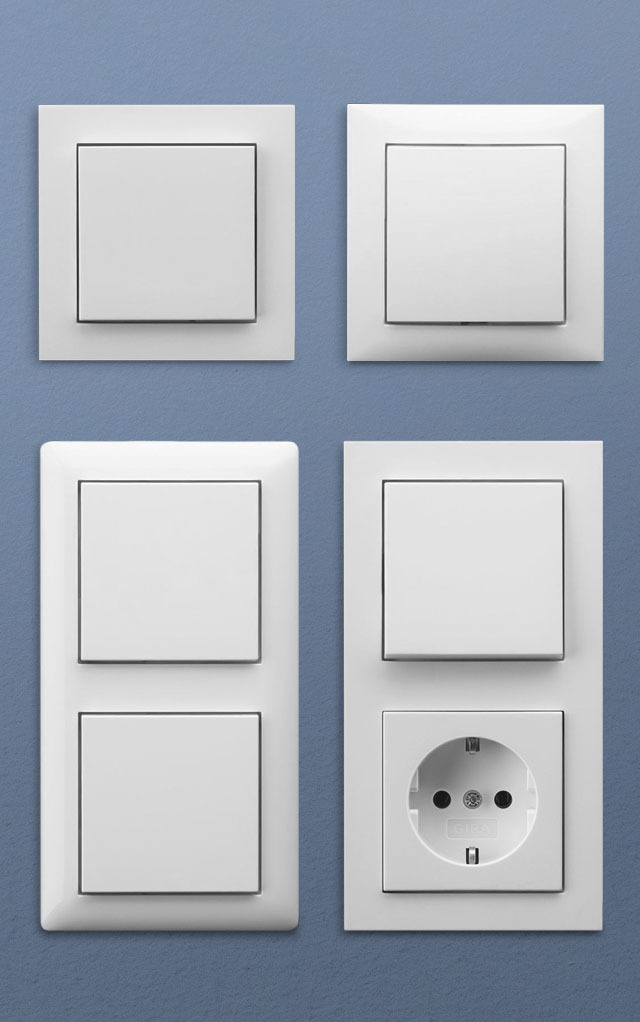 Eve Light Switch fits in 55mm frame, Eve Light Switch passt in 55mm Rahmen